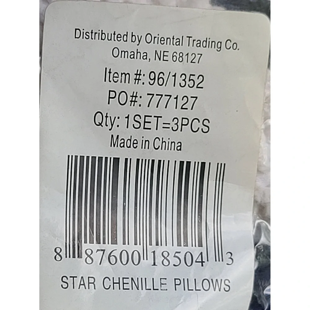 Set of 3 Red White Blue Star Chenille Mini Pillows Plush Patriotic Americana NEW
